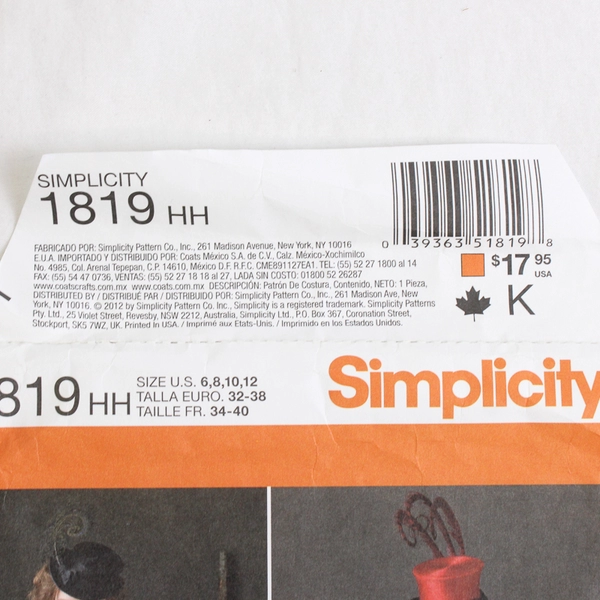 Simplicity Theresa LaQuey 1819 Steam Punk Costumes Women's Sz HH (6, 8, 10, 12)