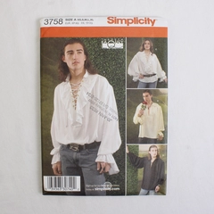 Simplicity Theresa LaQuey 3758 Poet Shirts Costumes Unisex Size A (XS,S,M,L,XL)