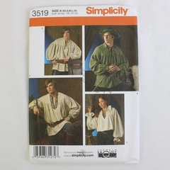 Simplicity Theresa LaQuey 3519 Poet Shirts Costumes Unisex Size A (XS,S,M,L,XL)