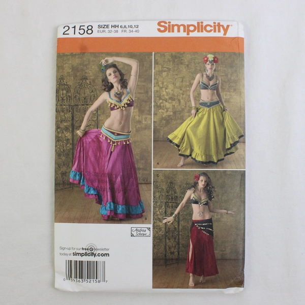 Simplicity Andrea Schewe 2158 Belly Dancer Costumes Women's Size HH (6,8,10,12)