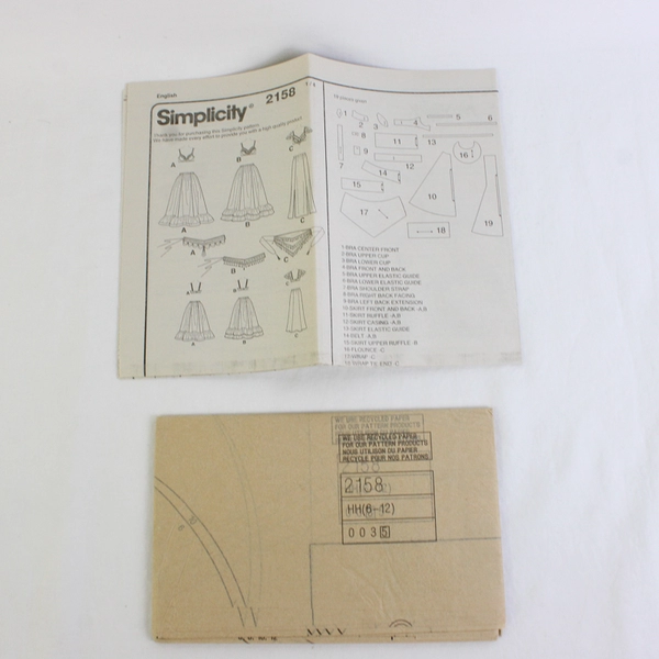 Simplicity Andrea Schewe 2158 Belly Dancer Costumes Women's Size HH (6,8,10,12)