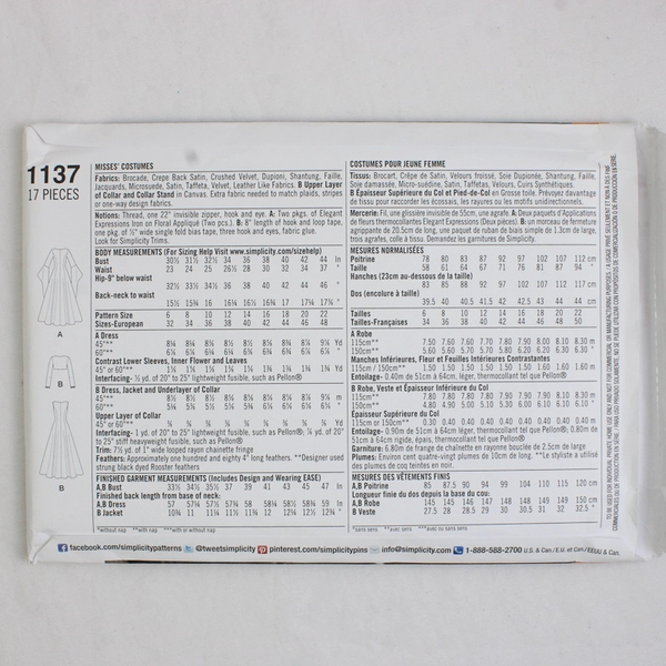 Simplicity Andrea Schewe 1137 Fantasy Dress Costumes Womens Sz H5 (6,8,10,12,14)