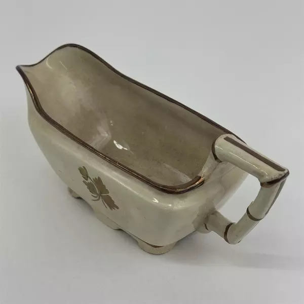 Antique Alfred Meakin England 1890s Royal Ironstone China Gravy Boat Tea leaf