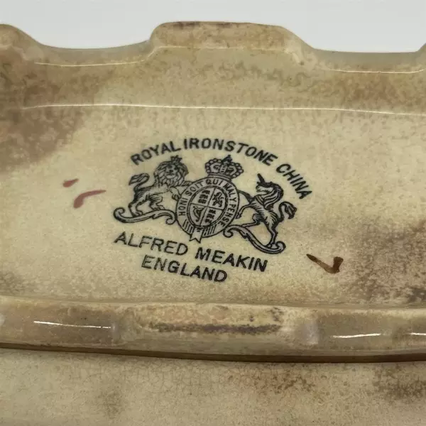 Antique Alfred Meakin England 1890s Royal Ironstone China Gravy Boat Tea leaf