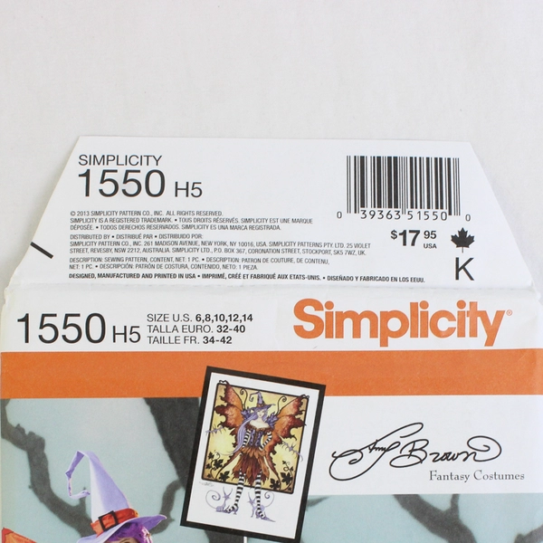 Simplicity Amy Brown 1550 Fantasy Fairy Costumes Women's Size H5 (6,8,10,12,14)