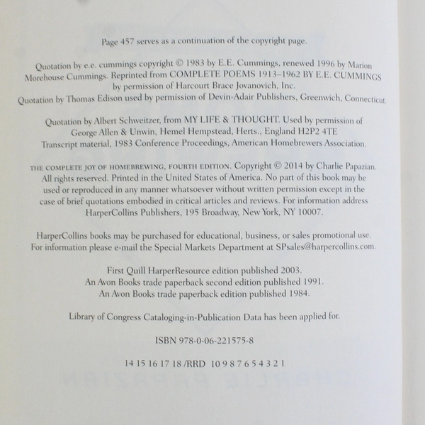 Complete Joy of Homebrewing by Charlie Papazian 4th Ed 2014 PB Revised Updated