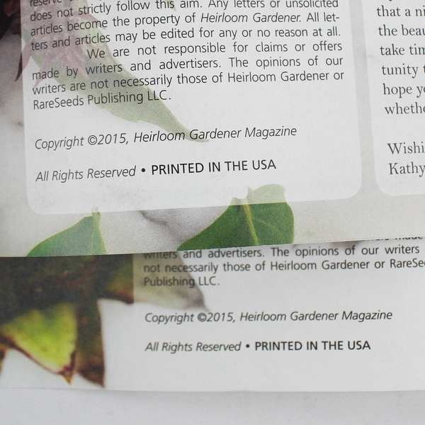 Lot of 2 Heirloom Gardener Magazines Spring and Summer 2015 Good Condition