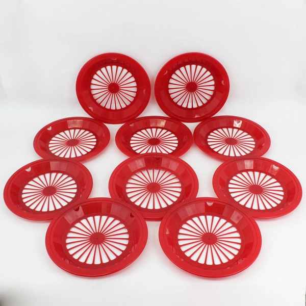 Set of 10 Classic Red 10.25" Plastic Paper Plate Holders