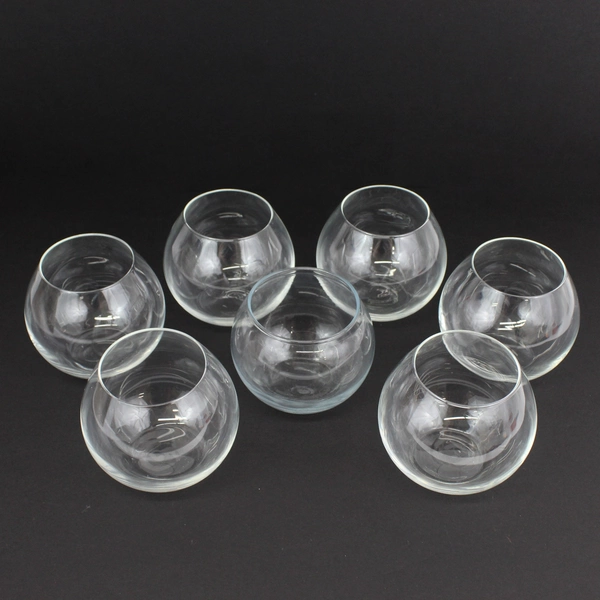 Set of 7 Clear Stemless Wine Glasses 3.75 Inch