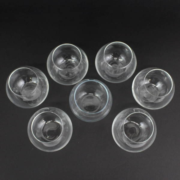 Set of 7 Clear Stemless Wine Glasses 3.75 Inch