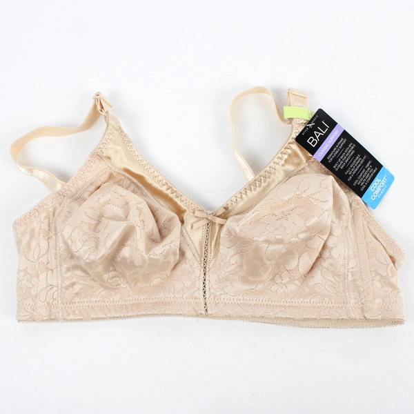 NWT Bali Classic Support Beige Nude Floral Unlined Wireless Bra Women's 38B