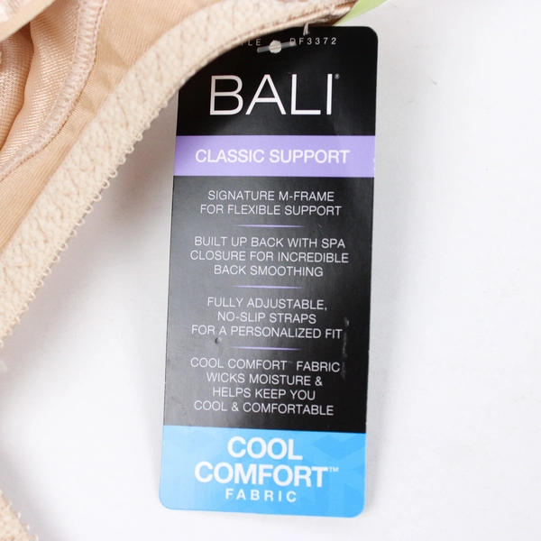 NWT Bali Classic Support Beige Nude Floral Unlined Wireless Bra Women's 38B