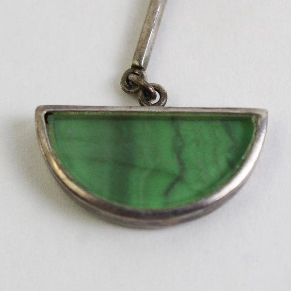 Sterling Silver Malachite & Lapis Dangle Earrings Signed CY