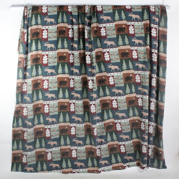 3-Pc Flannel Queen/King Size Flat Sheet Set Bears, Wolf, Deer, Fish, Trees, etc.