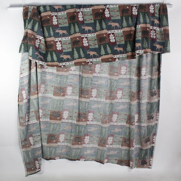 3-Pc Flannel Queen/King Size Flat Sheet Set Bears, Wolf, Deer, Fish, Trees, etc.