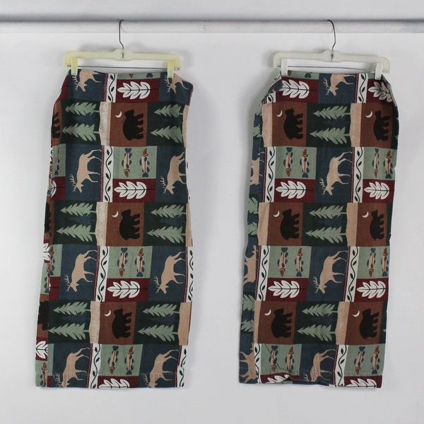 3-Pc Flannel Queen/King Size Flat Sheet Set Bears, Wolf, Deer, Fish, Trees, etc.