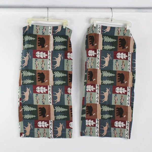 3-Pc Flannel Queen/King Size Flat Sheet Set Bears, Wolf, Deer, Fish, Trees, etc.