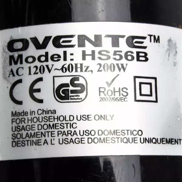 Ovente Ultra-Stick HS65B 2-Speed Hand Immersion Blender Black