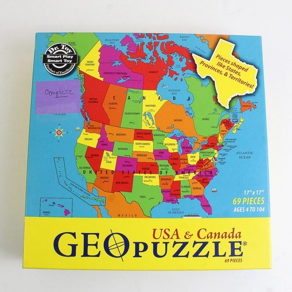 USA & Canada GeoPuzzle 69 Piece Jigsaw Puzzle, Complete 2009