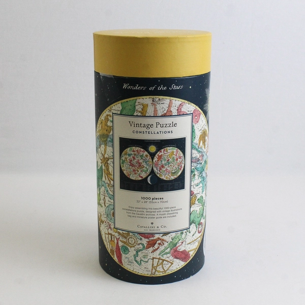 Vintage Constellations 1,000 pc Jigsaw Puzzle Cavallini & Co. Complete, Tube Box
