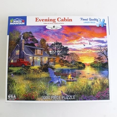 White Mountain 1,000 Pc. Jigsaw Puzzle Evening Cabin,Complete #1417 