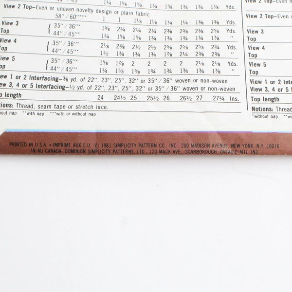 Simplicity 5380 Pullover Tops Patterns Women's Size 22 & 24 (1981)