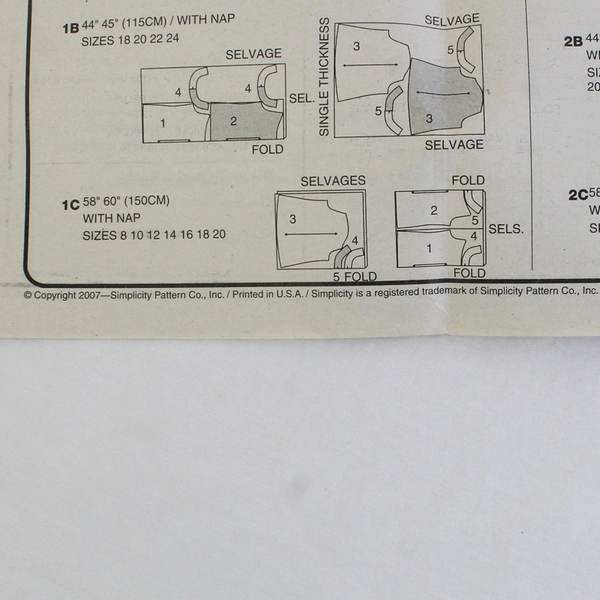 Simplicity 3887 Pullover Tops Patterns Women's Size U5 (16, 18, 20, 22, 24) 2007