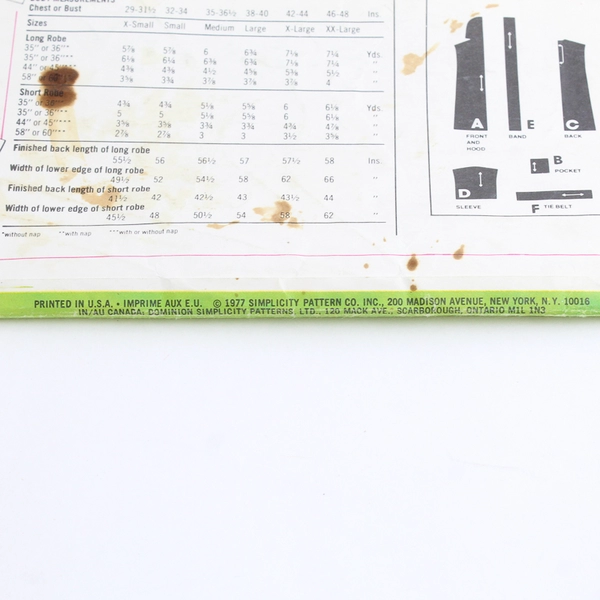 Vtg Simplicity 8275 Everybody Robes Patterns Unisex Adult Size X Large (1977)