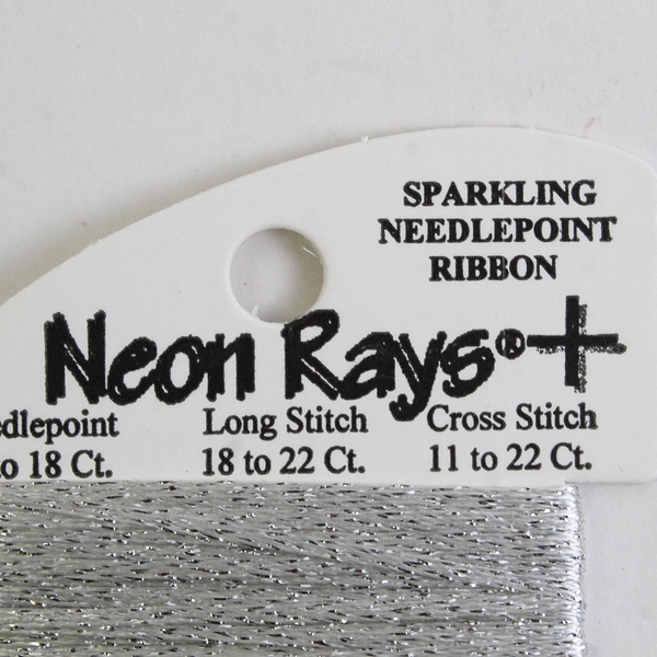 New Lot 4 Neon Rays Needlepoint Ribbon - 2 sparkling, 10 Yds. ea. Asst'd Colors