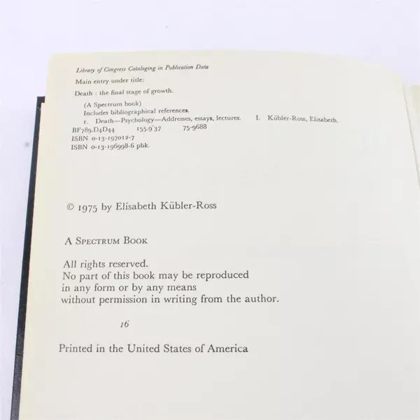 Death: The Final Stage of Growth by Elisabeth Kübler-Ross 1975 Hardcover