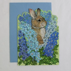 Vintage Jan Brett Studios Bunny Rabbit Friendly Greeting Card with Envelope