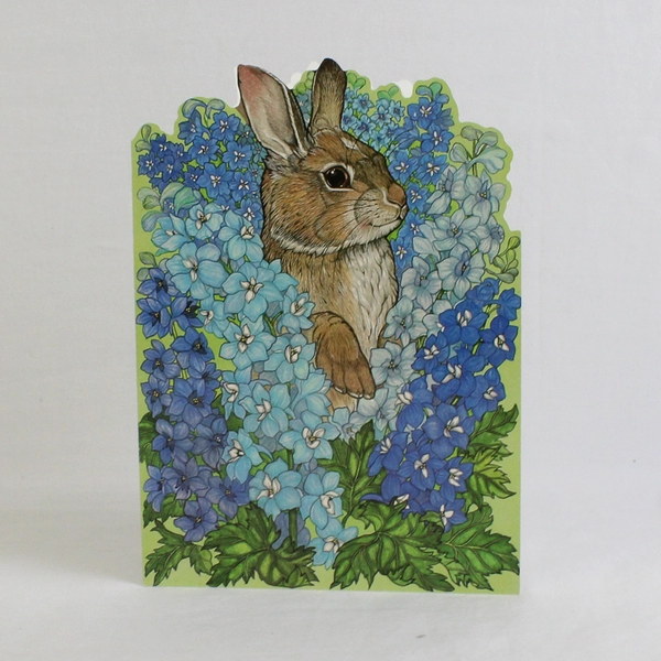 Vintage Jan Brett Studios Bunny Rabbit Friendly Greeting Card with Envelope