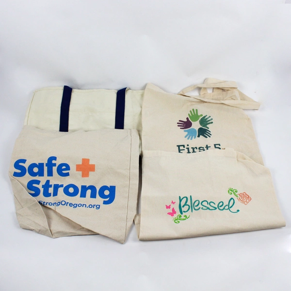 Mixed Lot of 4 Beige Canvas Tote Bags Various Sizes