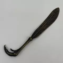 Vintage Chicken Claw And Feather Brass Letter Opener