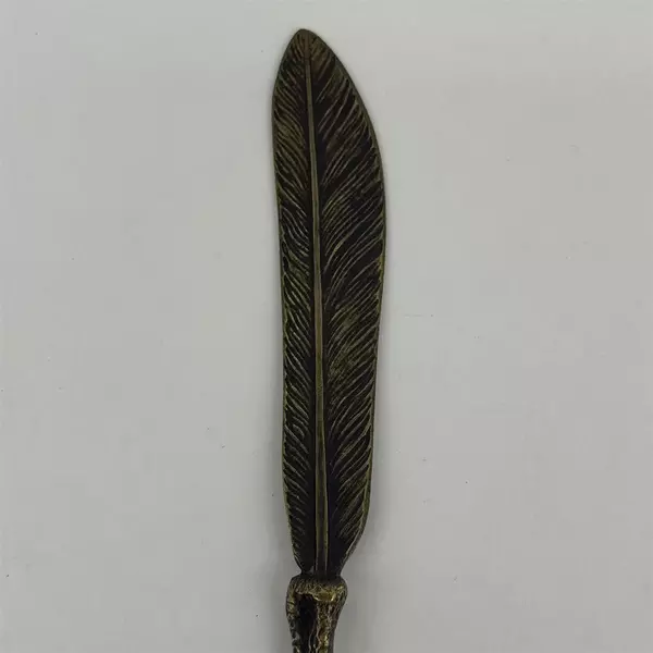 Vintage Chicken Claw And Feather Brass Letter Opener