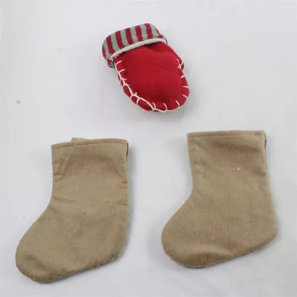 Lot of 3 Felt 3D Mini Christmas Stockings & Snowman Mitten Holiday Decor