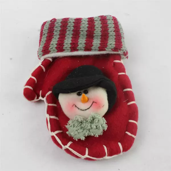 Lot of 3 Felt 3D Mini Christmas Stockings & Snowman Mitten Holiday Decor