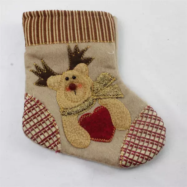 Lot of 3 Felt 3D Mini Christmas Stockings & Snowman Mitten Holiday Decor