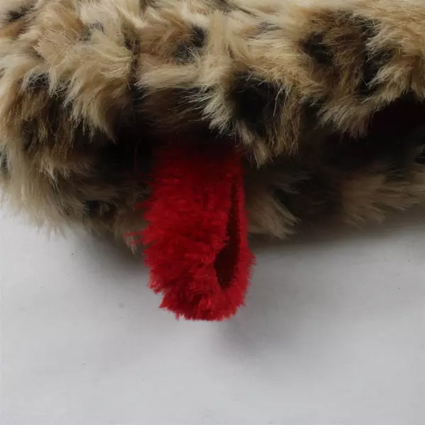 Red and Leopard Print Christmas Stocking Fuzzy 18"x 9" Holiday Animal Print