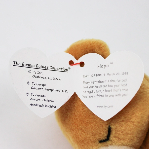 TY Beanie Babies Hope 1999 Praying Bear W/ Ear Tag Error 1998 Plush Doll Toy