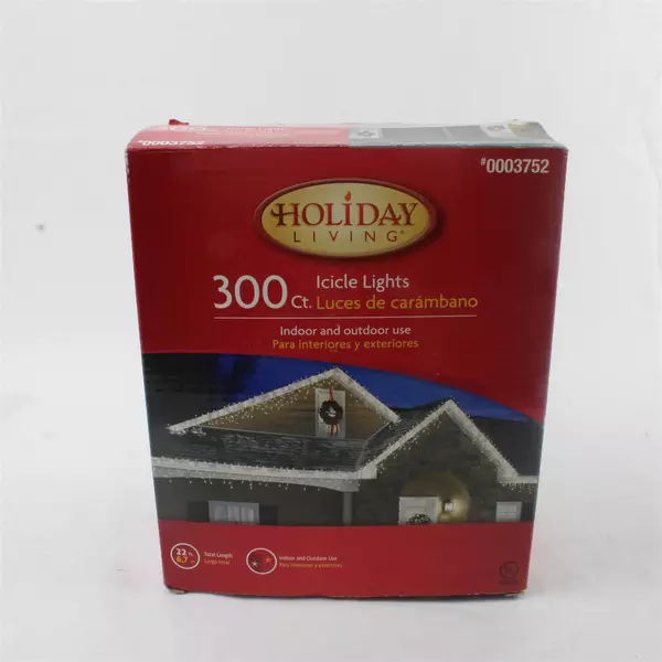 Holiday Living 300-Count Icicle Lights Clear Bulbs White Wire 22' Indoor/Outdoor