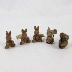 Lot of 5 Vintage Flocked Animals Dollhouse Accessories