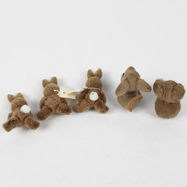 Lot of 5 Vintage Flocked Animals Dollhouse Accessories