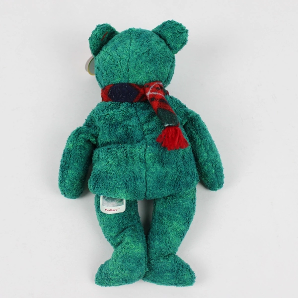 TY Beanie Babies Wallace 1999 Green Bear W/ Scarf W/ Tag Plush Doll Toy