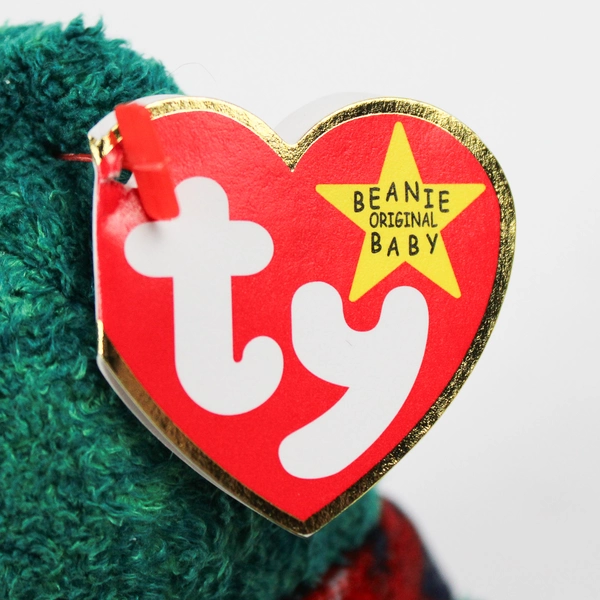 TY Beanie Babies Wallace 1999 Green Bear W/ Scarf W/ Tag Plush Doll Toy