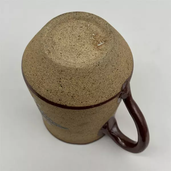 Handmade Brown Tonala Pottery Mug bird And Floral Pattern Signed