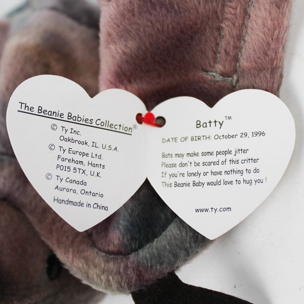 Ty Beanie Babies Batty 1998 Purple Bat With Ear Tag Error 1996 Plush Doll Toy