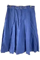 Vintage Perwinkle Blue A-Line Skirt Women's Size 12 Belted Good Condition