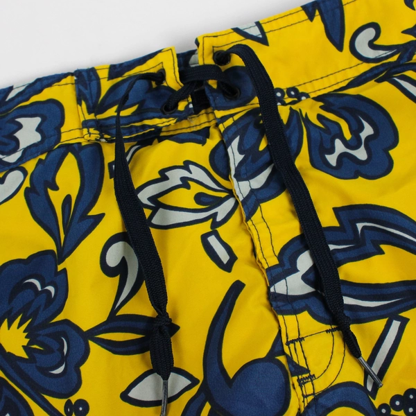 Quicksilver Board Shorts Men's 34 Yellow and Blue Floral Swim Trunks