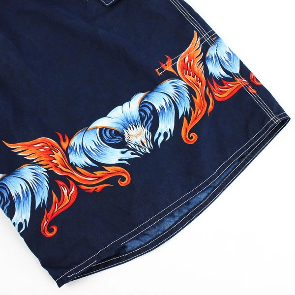 Quiksilver Men's 36 Navy Blue Floral Print Swim Trunks Boardshorts Drawstring